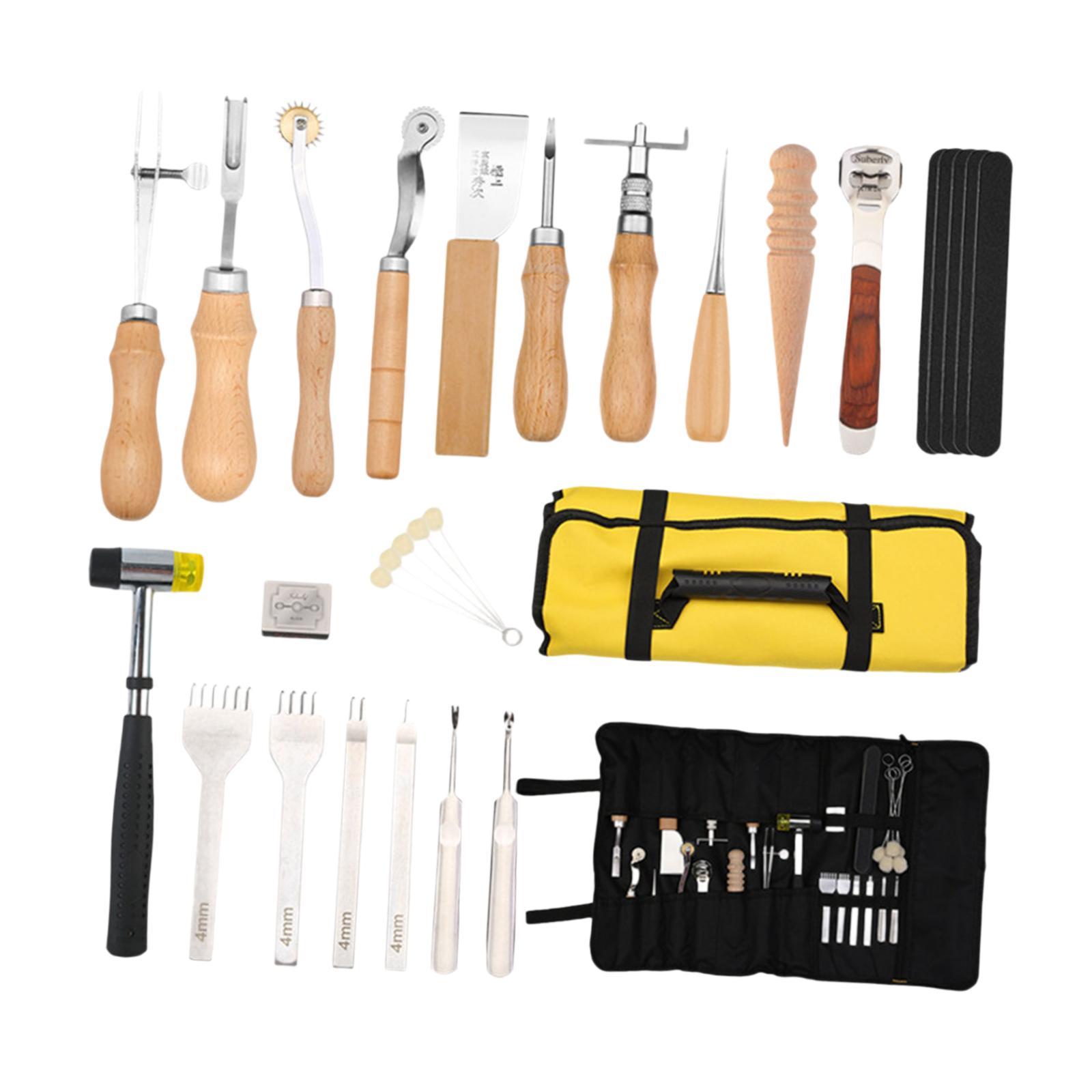 Beginner Leatherwork Kit - 29x PU 가죽 작업 키트 장비