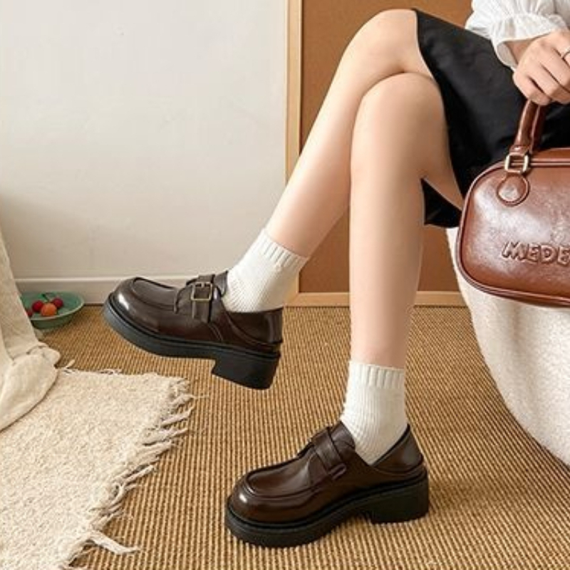 브라운 브리티시 스타일 가죽 슬립온 로퍼 여성화, 업무 - Leather Work Dress 리뷰 및 가격