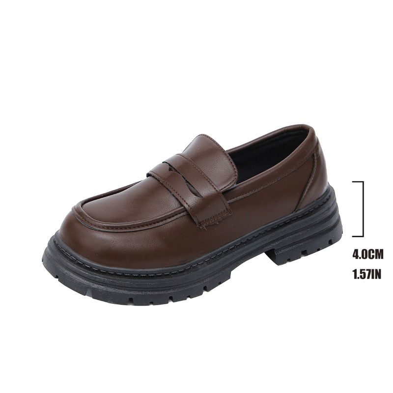 여성용 갈색 가죽 로퍼, 청키 솔, 편안한 신발, 직장 - Leather Work Dress 리뷰 및 가격
