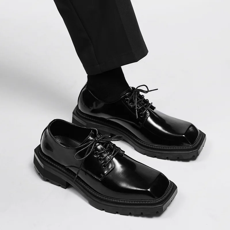 남성 신발 새 스퀘어 토 가죽 신발 패션 캐주얼 정장  - Leather Work Dress 리뷰 및 가격