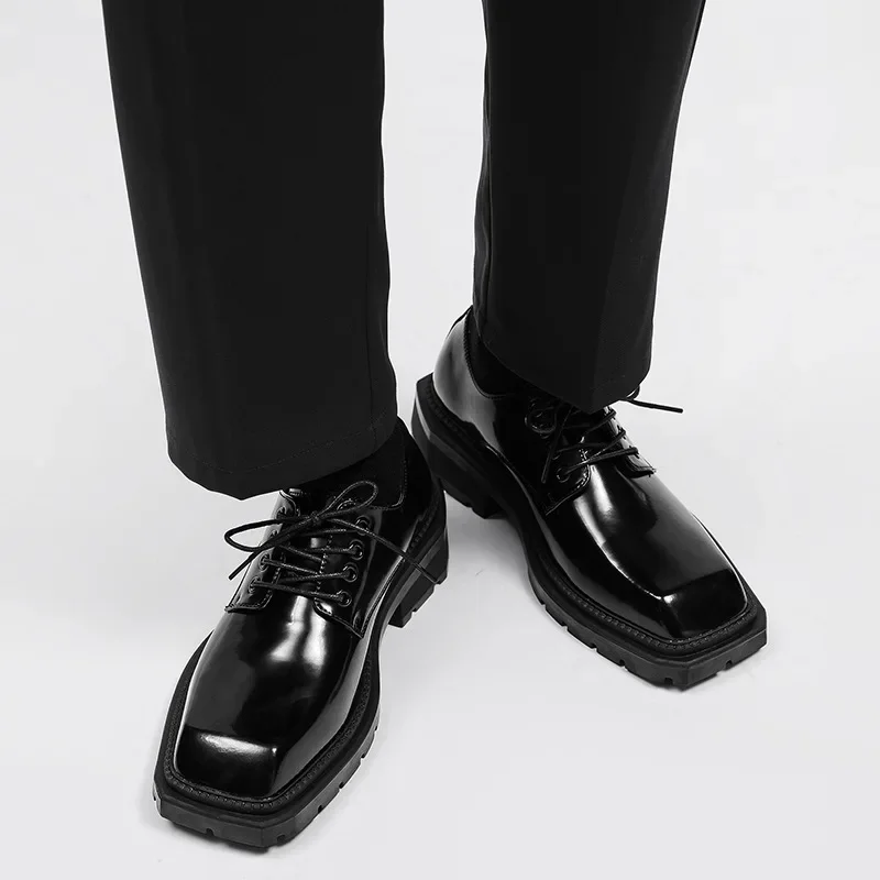 남성 신발 새 스퀘어 토 가죽 신발 패션 캐주얼 정장  - Leather Work Dress 리뷰 및 가격