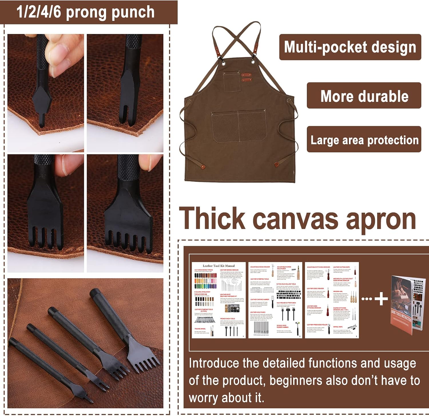 초보자를 위한 628종 가죽 공예 도구 세트, 가죽 포 - Beginner Leatherwork Kit 리뷰 및 가격