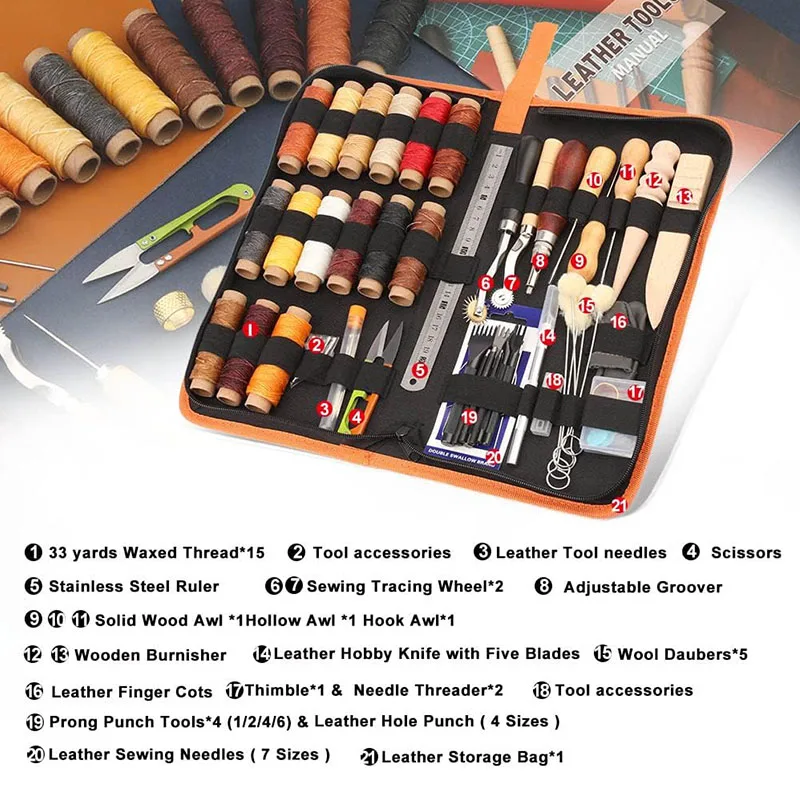 가죽 공예 도구 세트, 실용적인 가죽 공예 키트 (왁스 - Beginner Leatherwork Kit 리뷰 및 가격