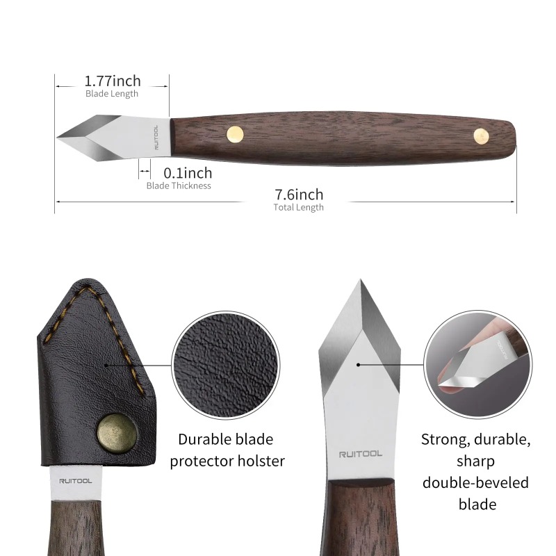 수제 조각칼, 얇은 날의 비치나무 손잡이로 조각된 나무 - Leatherwork Knife Sheath 리뷰 및 가격