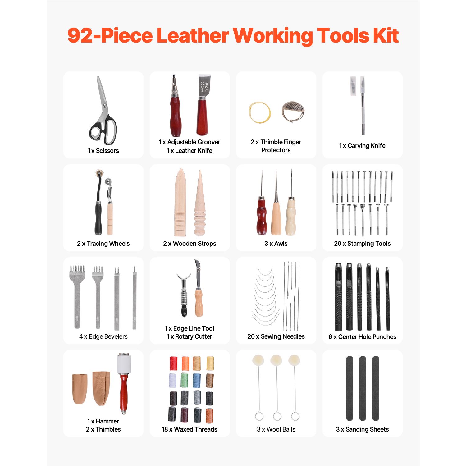 가죽 공예 도구 세트, 92종 가죽 공예 도구(휴대용  - Beginner Leatherwork Kit 리뷰 및 가격